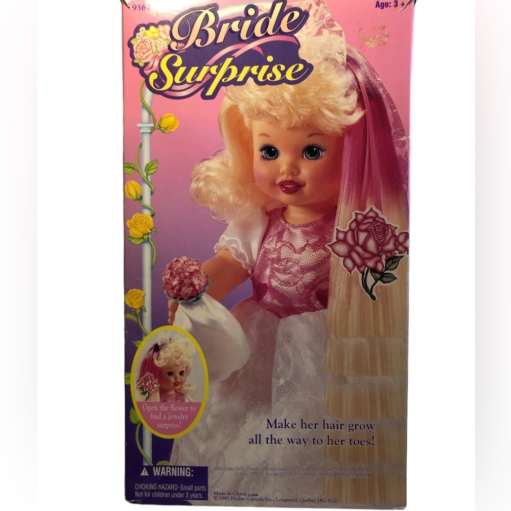 Vintage Bride Surprise Doll in Original Box 1995 Hasbro hair growing 17”